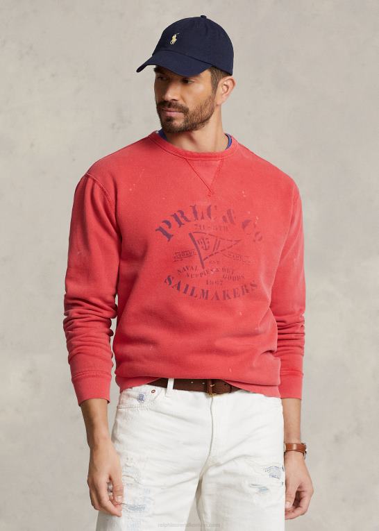 stolpe rød Mænd Ralph Lauren fleece grafisk sweatshirt Z426B1331