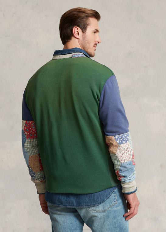 verano grøn Mænd Ralph Lauren flag patchwork-ærmet fleece sweatshirt Z426B1371