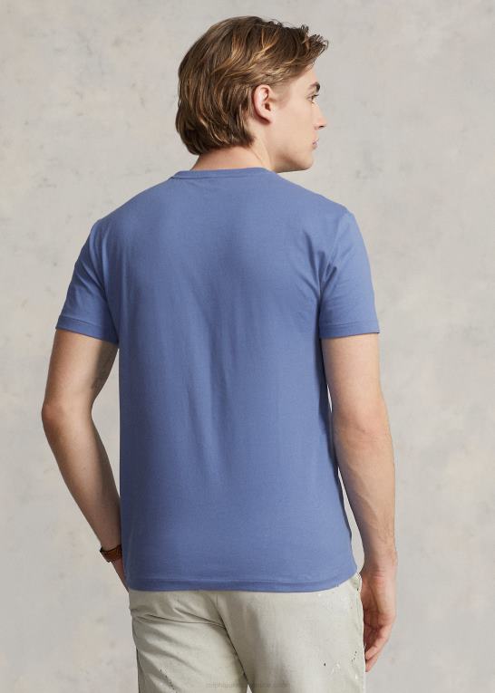 Nimes blå Mænd Ralph Lauren jersey t-shirt med rund hals - alle passer Z426B173
