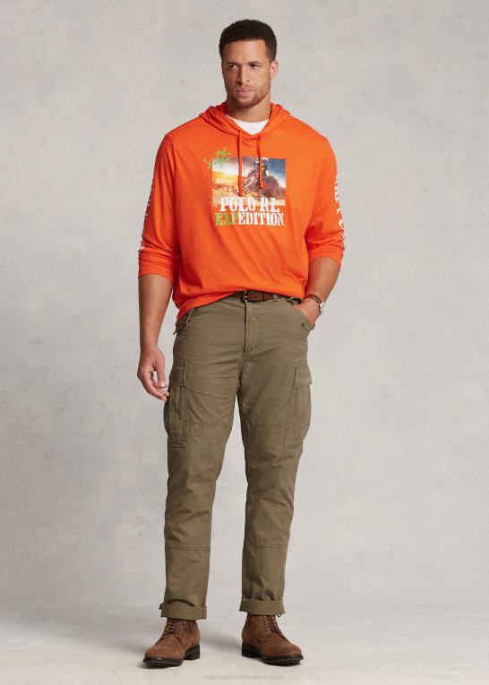 aktiv orange Mænd Ralph Lauren jersey grafisk hættetrøje Z426B1382