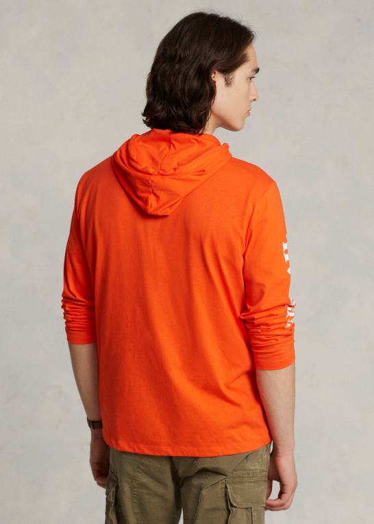 aktiv orange Mænd Ralph Lauren jersey grafisk hættetrøje Z426B8495