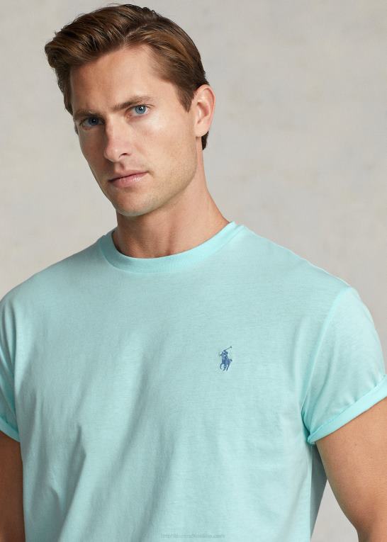 ø aqua Mænd Ralph Lauren jersey t-shirt med rund hals - alle passer Z426B170