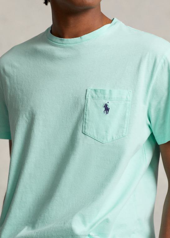 ø aqua Mænd Ralph Lauren klassisk pasform bomuld-linned lomme t-shirt Z426B8558