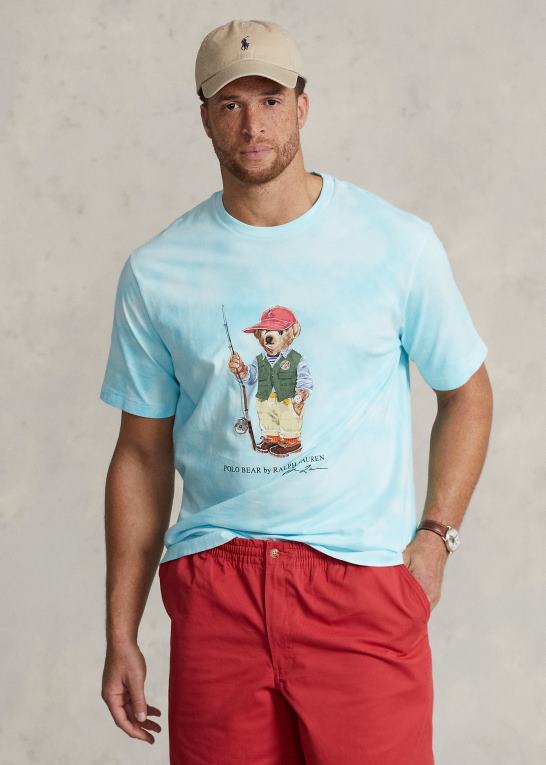 ø aquabjørn Mænd Ralph Lauren polo bear tie-dye jersey t-shirt Z426B1813