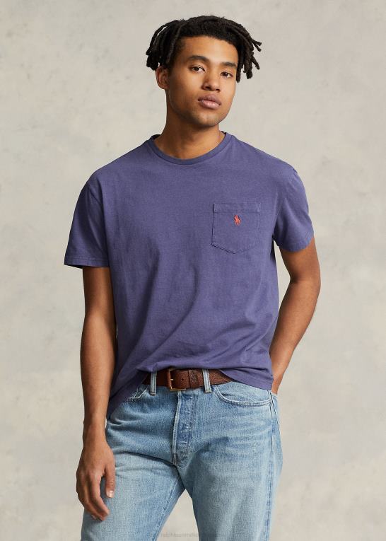 bådehus flåde Mænd Ralph Lauren klassisk pasform bomuld-linned lomme t-shirt Z426B372