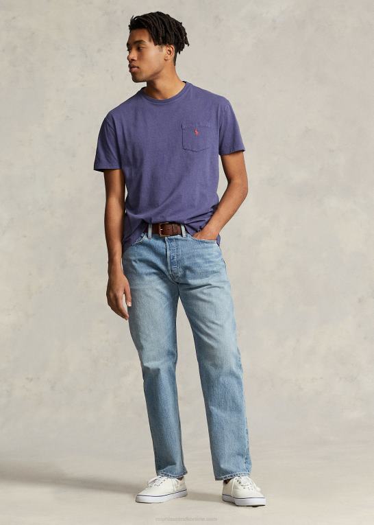 bådehus flåde Mænd Ralph Lauren klassisk pasform bomuld-linned lomme t-shirt Z426B372