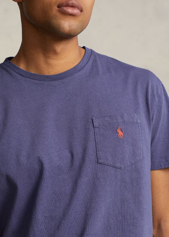 bådehus flåde Mænd Ralph Lauren klassisk pasform bomuld-linned lomme t-shirt Z426B372