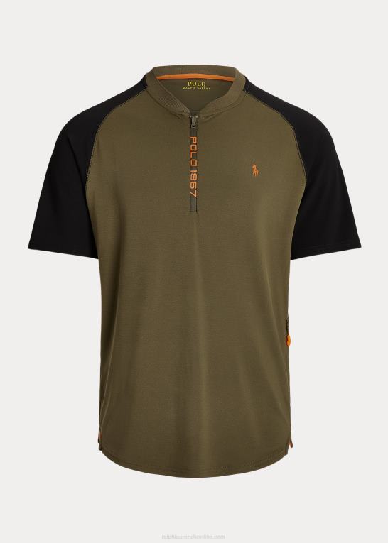 baldakin oliven/sort Mænd Ralph Lauren brugerdefineret slim fit performance jersey skjorte Z426B8462