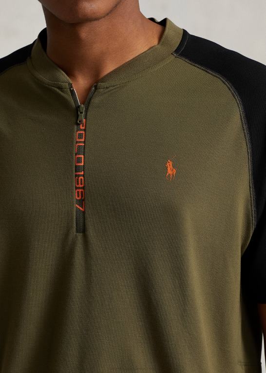baldakin oliven/sort Mænd Ralph Lauren brugerdefineret slim fit performance jersey skjorte Z426B8462