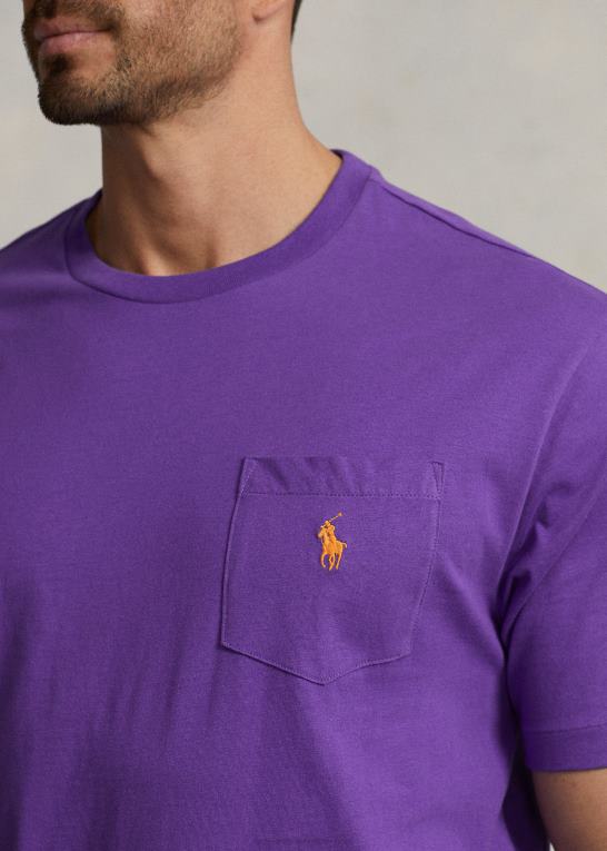 binde lilla Mænd Ralph Lauren jersey lomme t-shirt Z426B1856