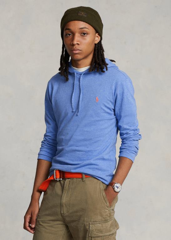 blød kongelyng Mænd Ralph Lauren jersey t-shirt med hætte Z426B308