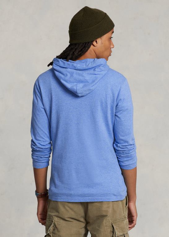 blød kongelyng Mænd Ralph Lauren jersey t-shirt med hætte Z426B308