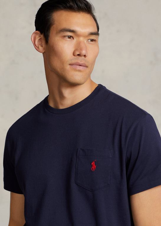 blæk Mænd Ralph Lauren jersey lomme t-shirt - alle passer Z426B247