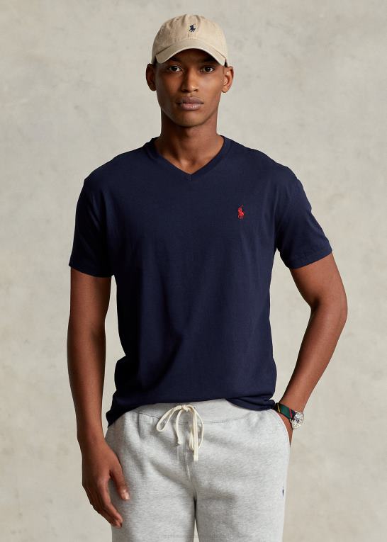 blæk Mænd Ralph Lauren klassisk pasform jersey t-shirt med v-hals Z426B215