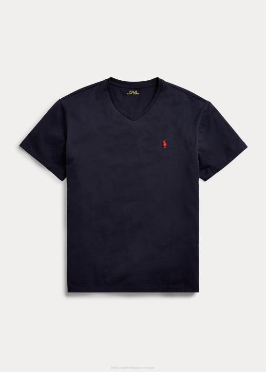 blæk Mænd Ralph Lauren klassisk pasform jersey t-shirt med v-hals Z426B215