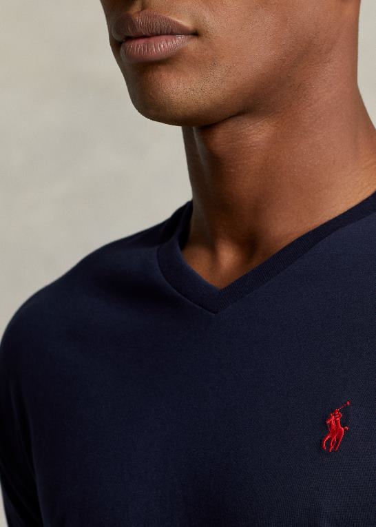 blæk Mænd Ralph Lauren klassisk pasform jersey t-shirt med v-hals Z426B215