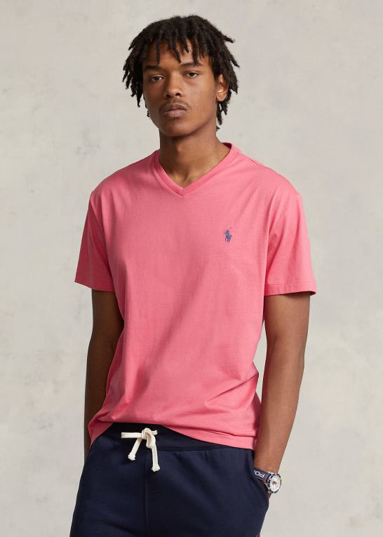 bleg rød Mænd Ralph Lauren klassisk pasform jersey t-shirt med v-hals Z426B209