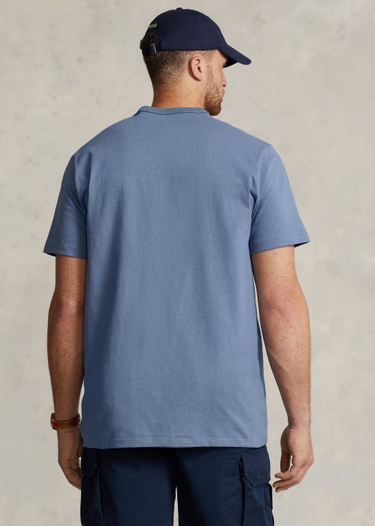 capri blå Mænd Ralph Lauren sværvægts jersey t-shirt Z426B1454