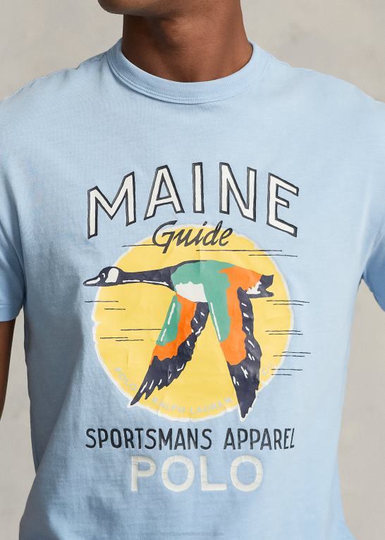 carolina blå Mænd Ralph Lauren klassisk pasform jersey grafisk t-shirt Z426B221