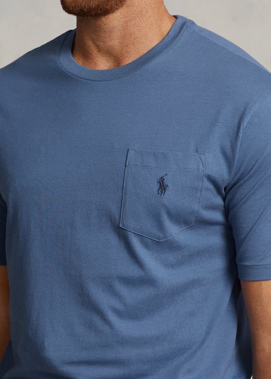 carson blå Mænd Ralph Lauren jersey lomme t-shirt Z426B1852