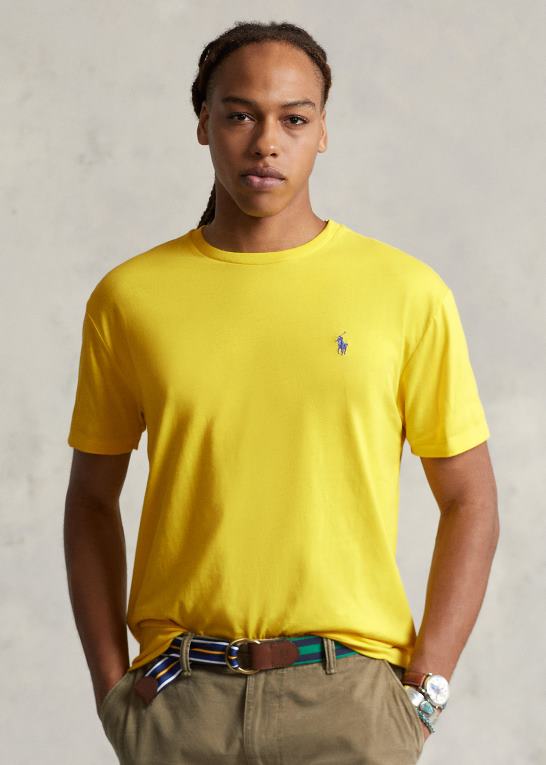 citronknus Mænd Ralph Lauren jersey t-shirt med rund hals - alle passer Z426B165