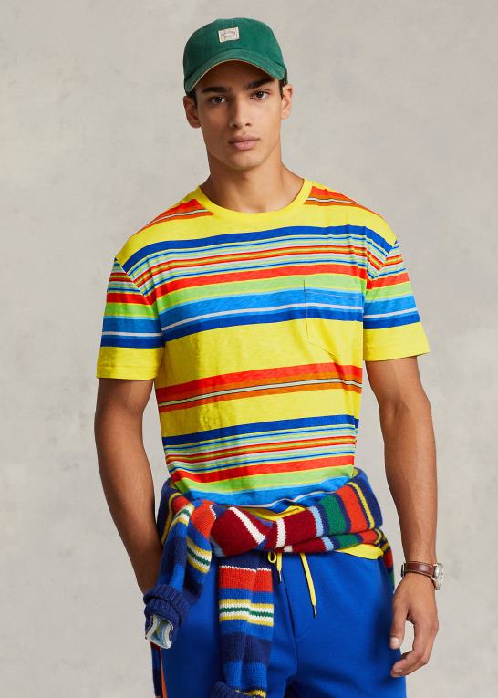 citronknus Mænd Ralph Lauren klassisk pasform stribet jersey t-shirt Z426B98
