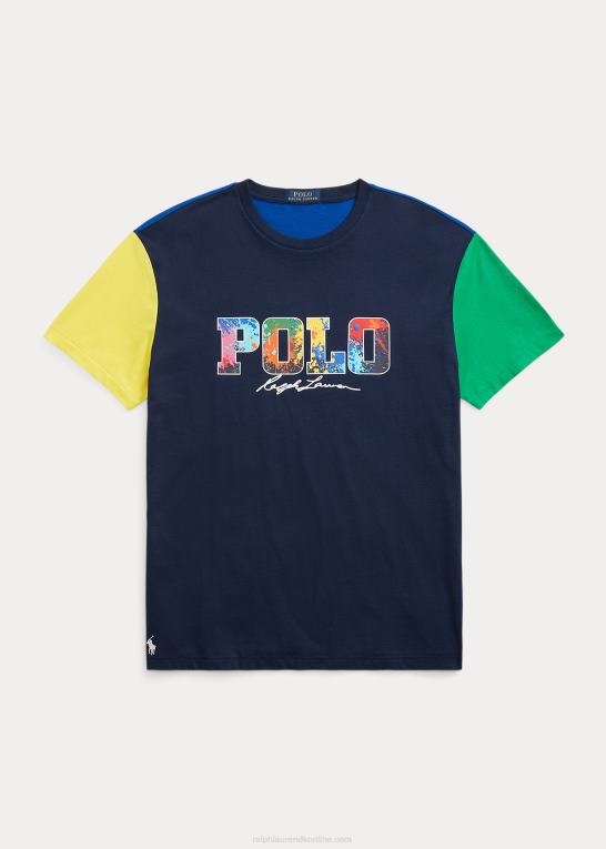 cruise navy multi Mænd Ralph Lauren klassisk pasform farveblokeret logo t-shirt Z426B441