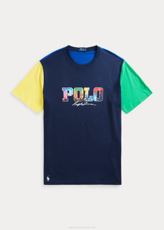 cruise navy multi Mænd Ralph Lauren logo farveblokeret jersey t-shirt Z426B1500