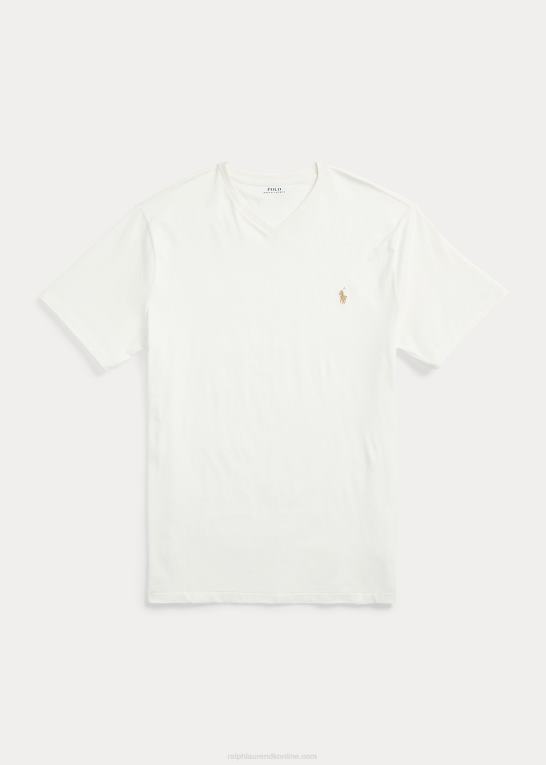 dækvask hvid Mænd Ralph Lauren jersey t-shirt med v-hals Z426B1847