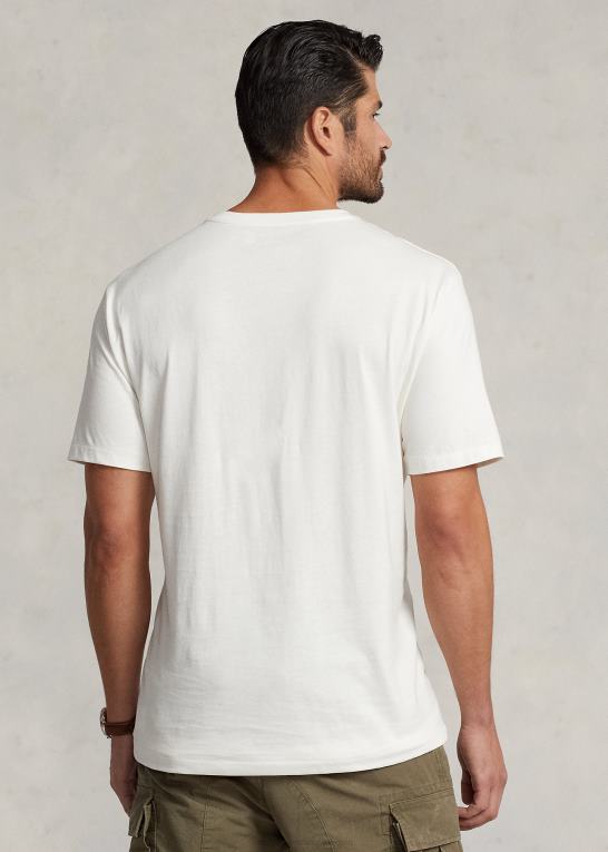 dækvask hvid Mænd Ralph Lauren jersey t-shirt med v-hals Z426B1847