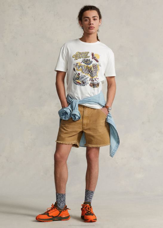 dækvask hvid Mænd Ralph Lauren klassisk pasform jersey grafisk t-shirt Z426B721