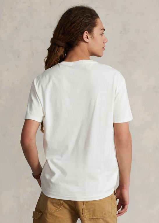 dækvask hvid Mænd Ralph Lauren klassisk pasform jersey grafisk t-shirt Z426B721