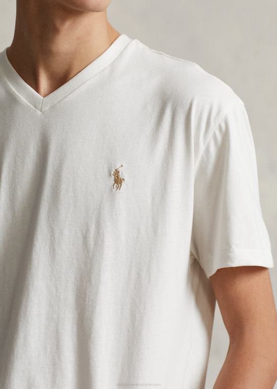 dækvask hvid Mænd Ralph Lauren klassisk pasform jersey t-shirt med v-hals Z426B203