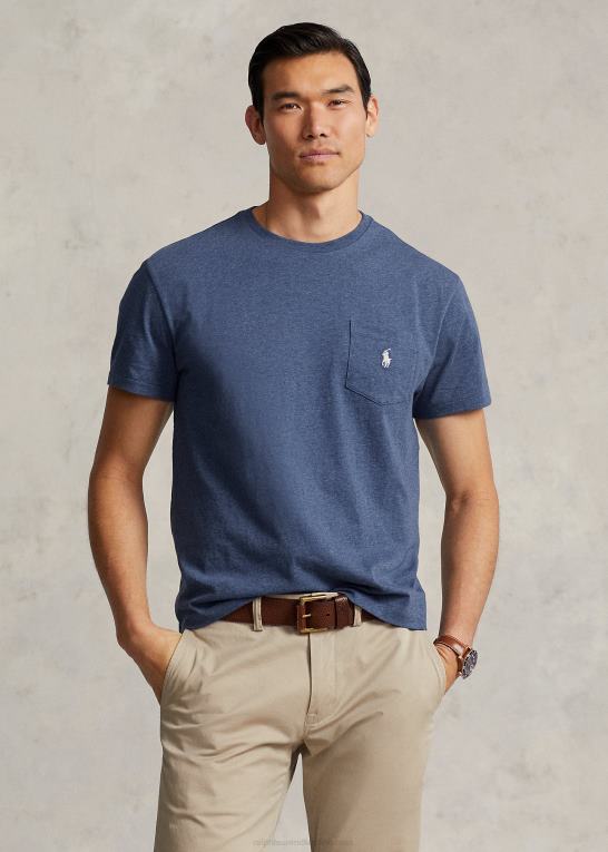 derby blå lyng Mænd Ralph Lauren jersey lomme t-shirt - alle passer Z426B246