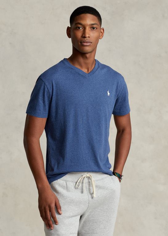 derby blå lyng Mænd Ralph Lauren klassisk pasform jersey t-shirt med v-hals Z426B213