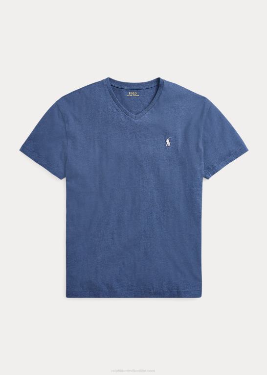 derby blå lyng Mænd Ralph Lauren klassisk pasform jersey t-shirt med v-hals Z426B213