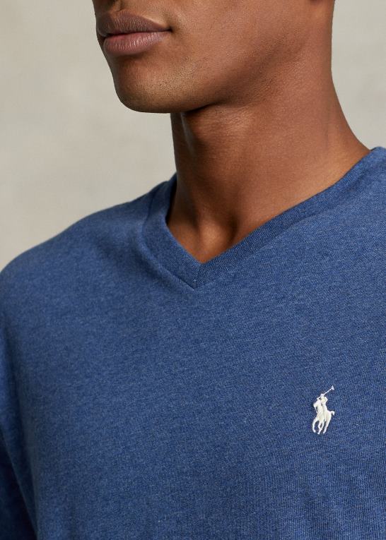 derby blå lyng Mænd Ralph Lauren klassisk pasform jersey t-shirt med v-hals Z426B213