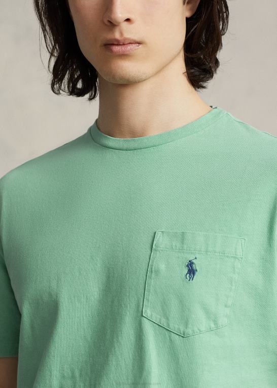 essex grøn Mænd Ralph Lauren klassisk pasform bomuld-linned lomme t-shirt Z426B8559