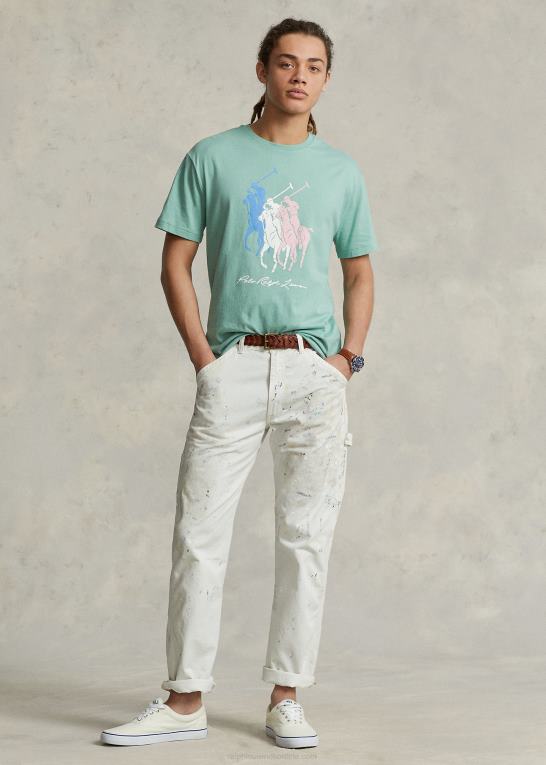 essex grøn Mænd Ralph Lauren klassisk pasform stor ponyjersey t-shirt Z426B349