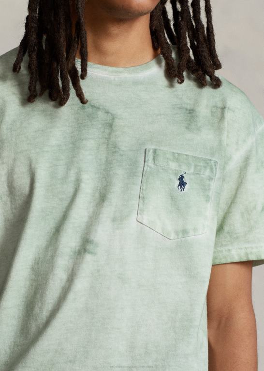 falmet mynte Mænd Ralph Lauren klassisk pasform bomuld-linned lomme t-shirt Z426B549