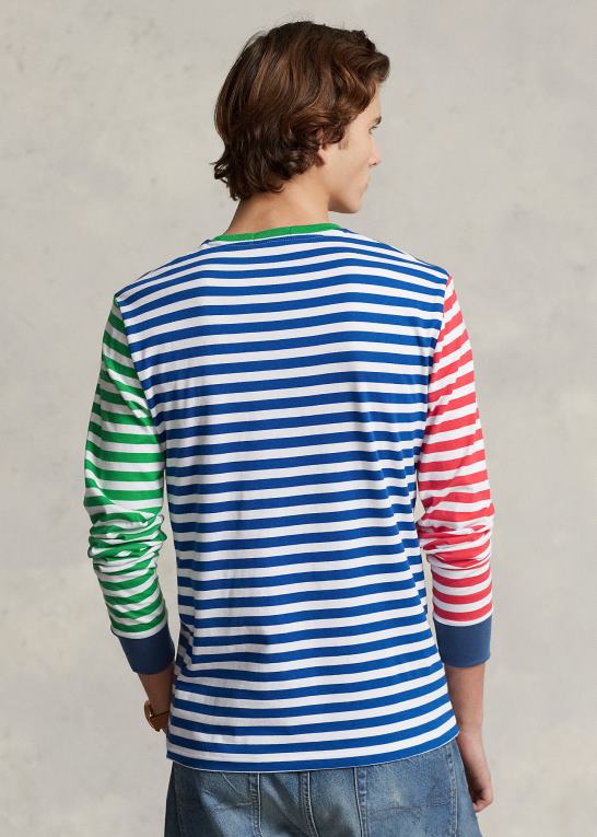 gammel kongelig multi Mænd Ralph Lauren tilpasset slim fit stribet jersey t-shirt Z426B406
