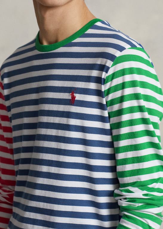 gammel kongelig multi Mænd Ralph Lauren tilpasset slim fit stribet jersey t-shirt Z426B406