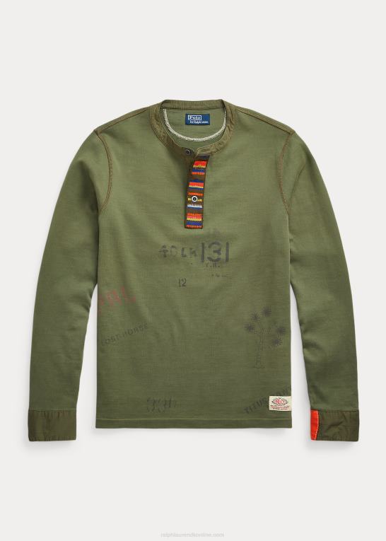 havesti Mænd Ralph Lauren stencileret jersey henley skjorte Z426B8479