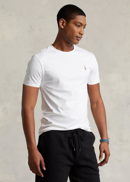 hvid Mænd Ralph Lauren brugerdefineret slim fit blød bomulds t-shirt Z426B532