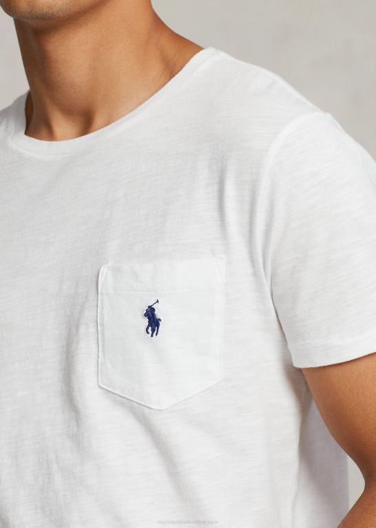 hvid Mænd Ralph Lauren brugerdefineret slim fit jersey lomme t-shirt Z426B314