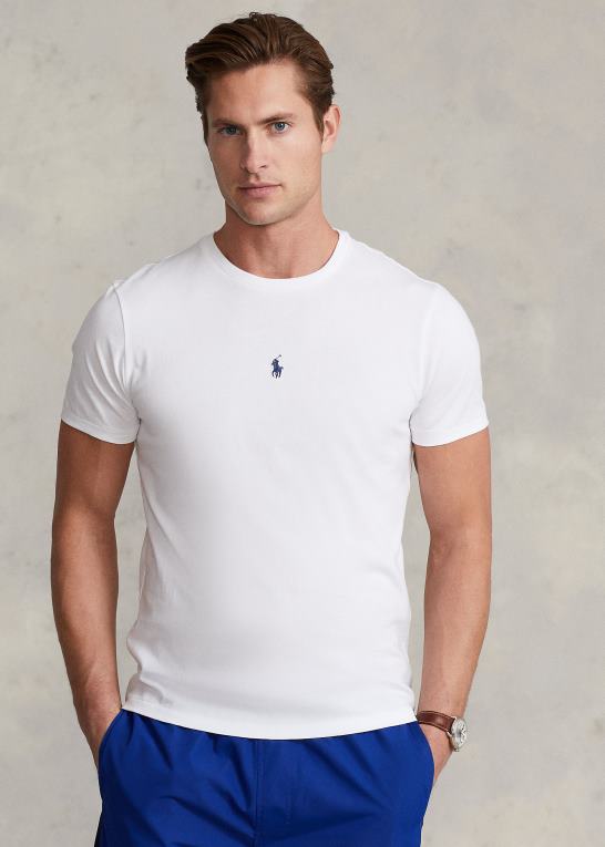 hvid Mænd Ralph Lauren brugerdefineret slim fit jersey t-shirt med rund hals Z426B463