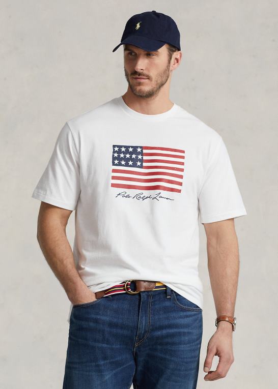 hvid Mænd Ralph Lauren flag jersey t-shirt Z426B1464