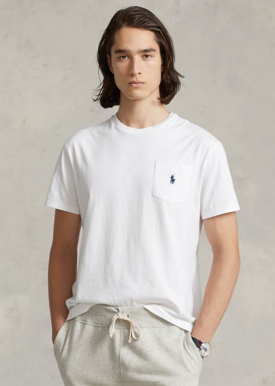 hvid Mænd Ralph Lauren jersey lomme t-shirt - alle passer Z426B248