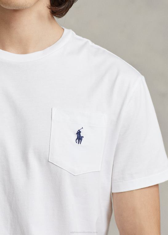 hvid Mænd Ralph Lauren jersey lomme t-shirt - alle passer Z426B248