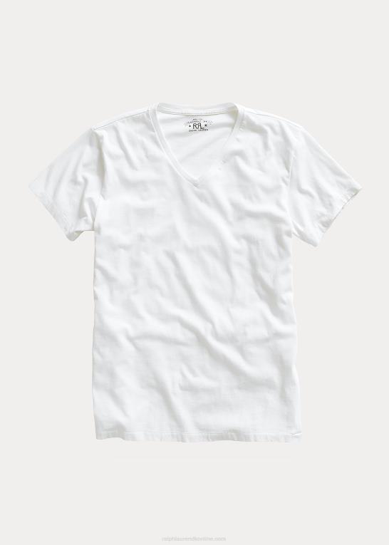 hvid Mænd Ralph Lauren jersey t-shirt med v-hals Z426B1690